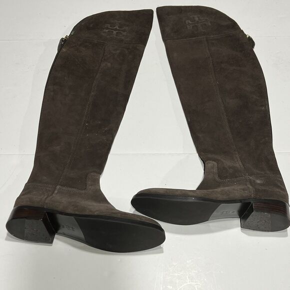 Tory Burch Simone Over The Knee Boots Womens Size 7M Cafe 259 Brown Suede